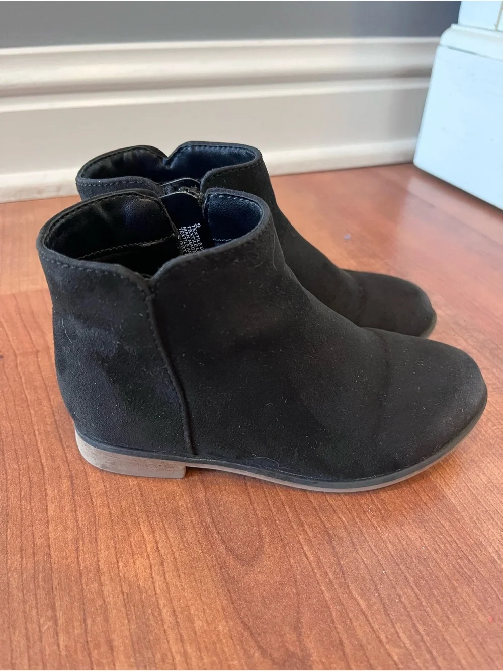 Girls Black Ankle Booties with Side Zipper